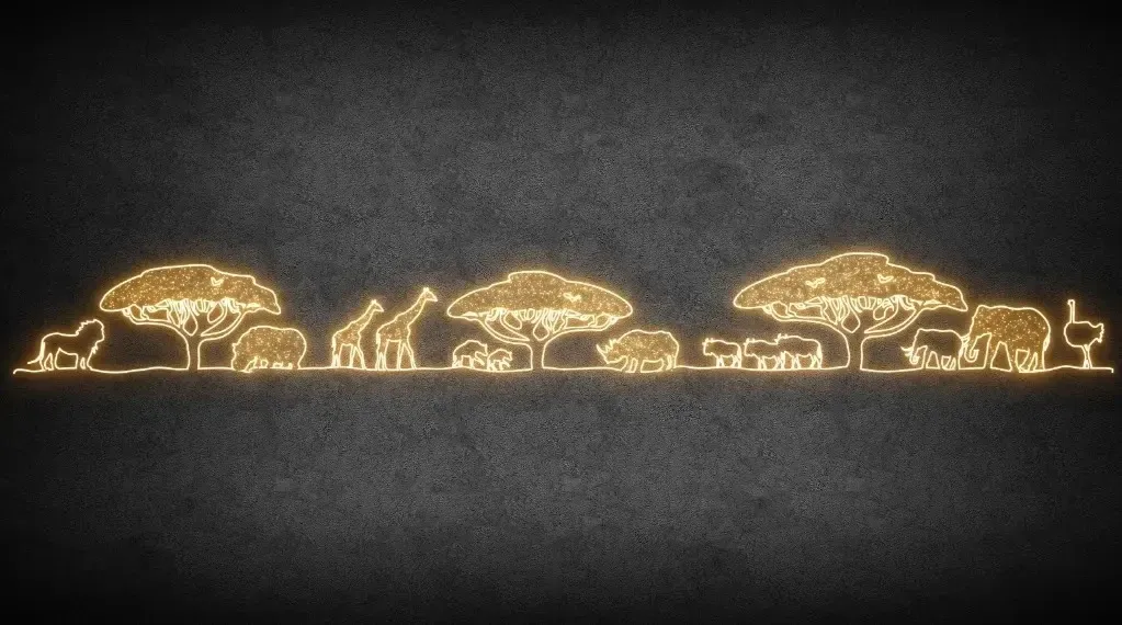 LED Africké zátiší, 1200 x 135 cm, teple bílá, 36 V