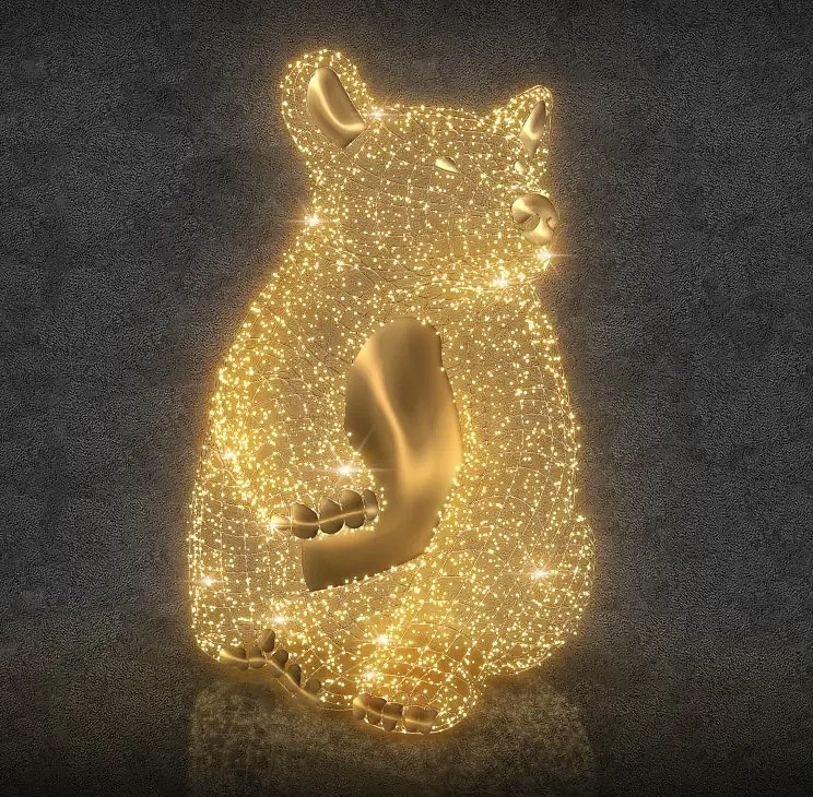 LED světelný medvěd, 300 cm, teple bílá
