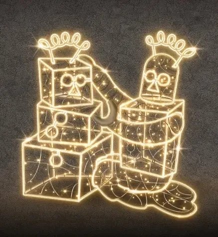 LED světelný robot II, 145 x 155 cm, teple bílá