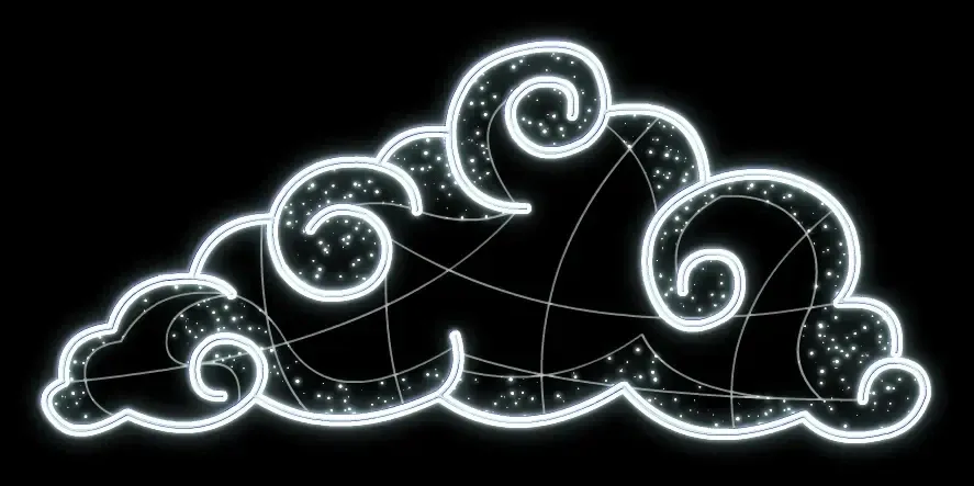 LED světelný obláček, 275 x 125 cm, ledově bílá