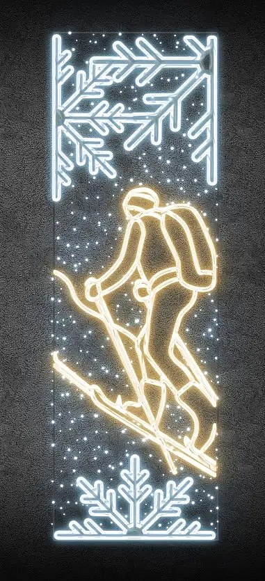 LED světelný banner - běžkař, 80 x 247 cm, teple a ledově