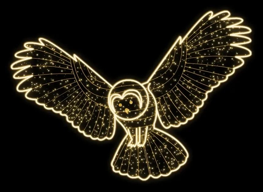 LED světelná sova, 140 x 100 cm, teple bílá, 230V,120,5W