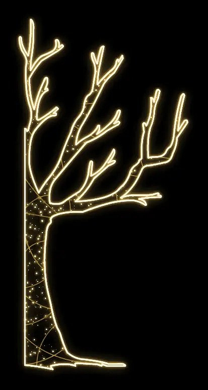 LED světelný strom, pravý, 120 x 245 cm, teple bílá