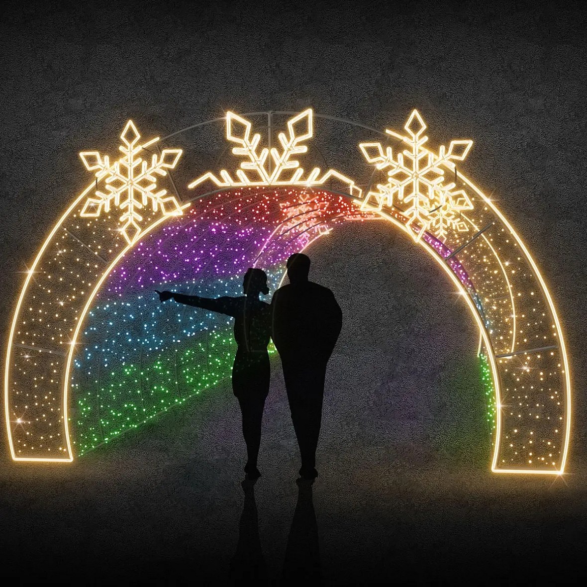 3D LED světelný tunel vločky a Twinkly 440 × 300 × 800 cm, 24 V