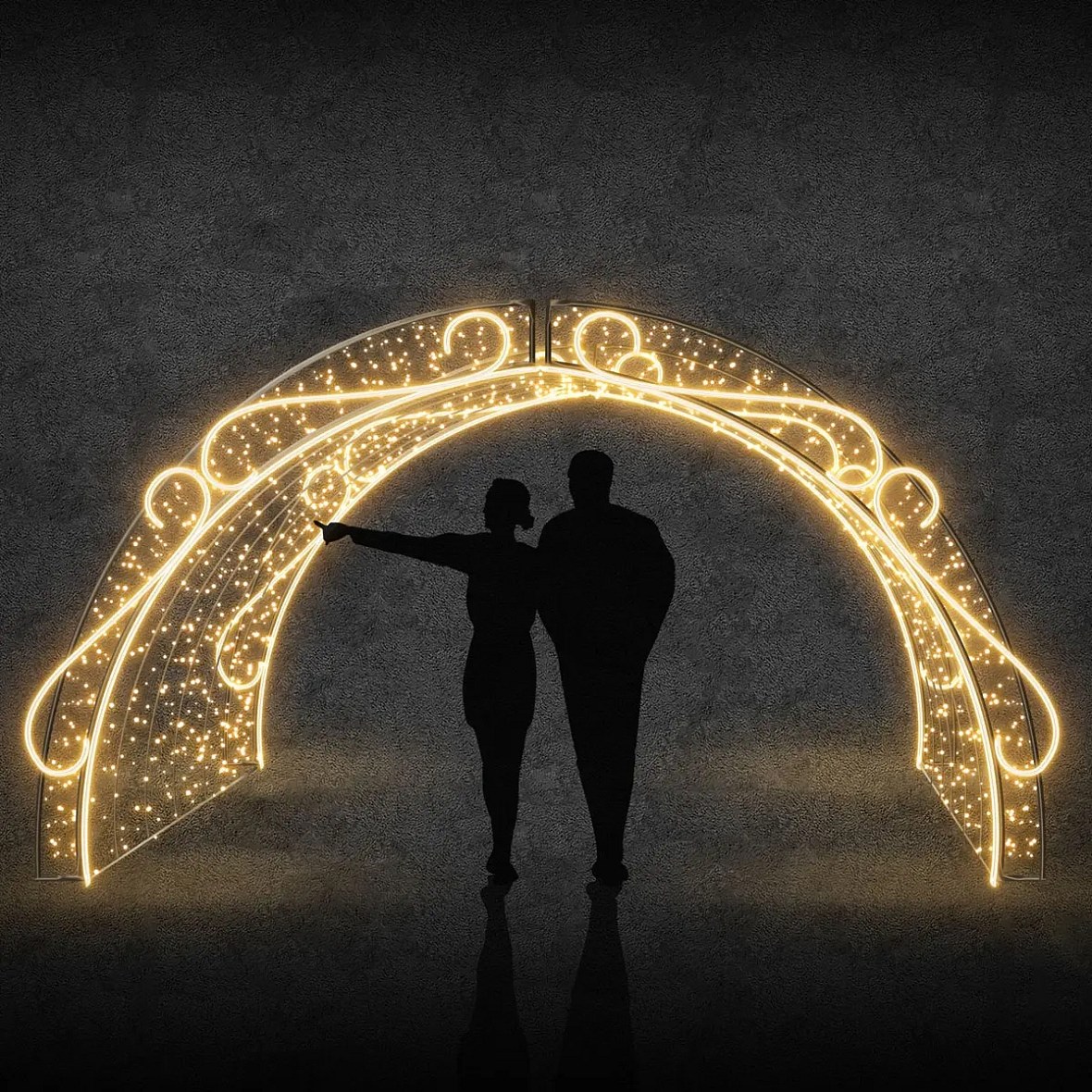 2D LED světelná brána ornament 515 × 265 × 60 cm, teple bílá, 230 V, 132,8 W, 23,2 kg, ze 6 dílů, stojící