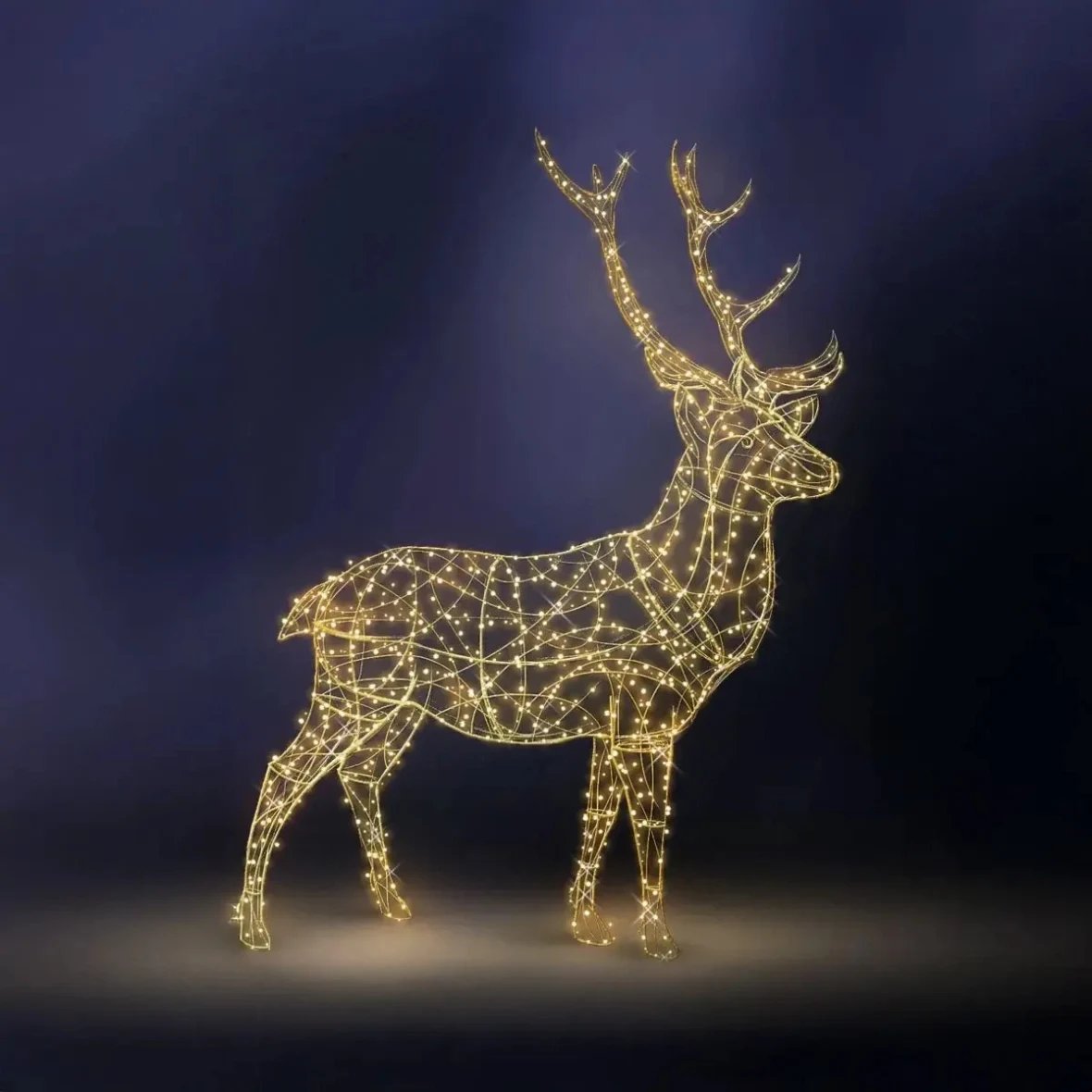 3D LED světelný jelen, 200 cm, teple bílá, ze 2 dílů, 36 V, 24,5 W, 18,3 kg