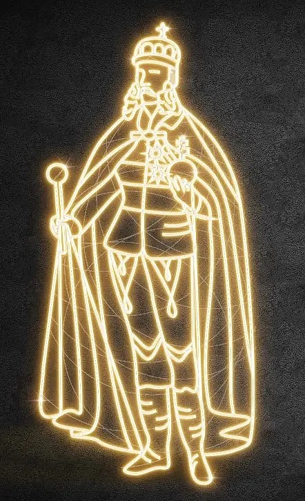 2D LED král, 247 x 113 x 8 cm, teple bílá, 36 V, 42 W, 20 kg, 5 dílů, stojící