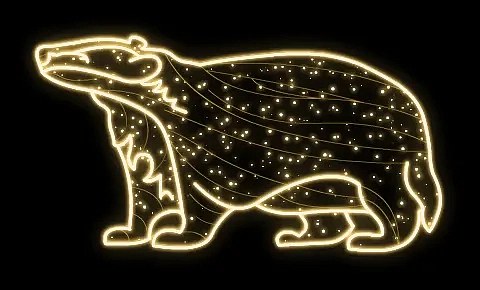 2D LED světelný jezevec 186 × 102 × 70 cm, teple bílá, 230 V, 52 W, 8 kg, 2 díly, stojící