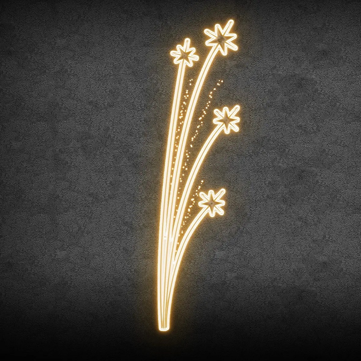 2D LED světelný dekor na VO hvězdičky, 85 × 300 cm, teple bílá
