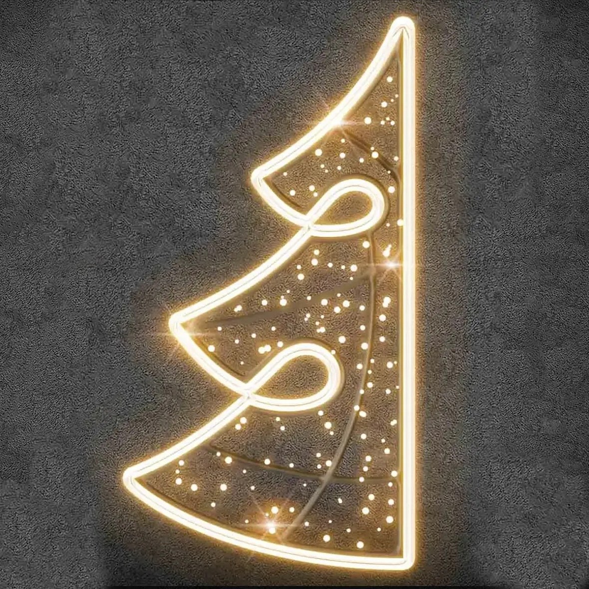 2D LED světelný dekor na VO půlstrom, 90 × 190 cm, teple bílá
