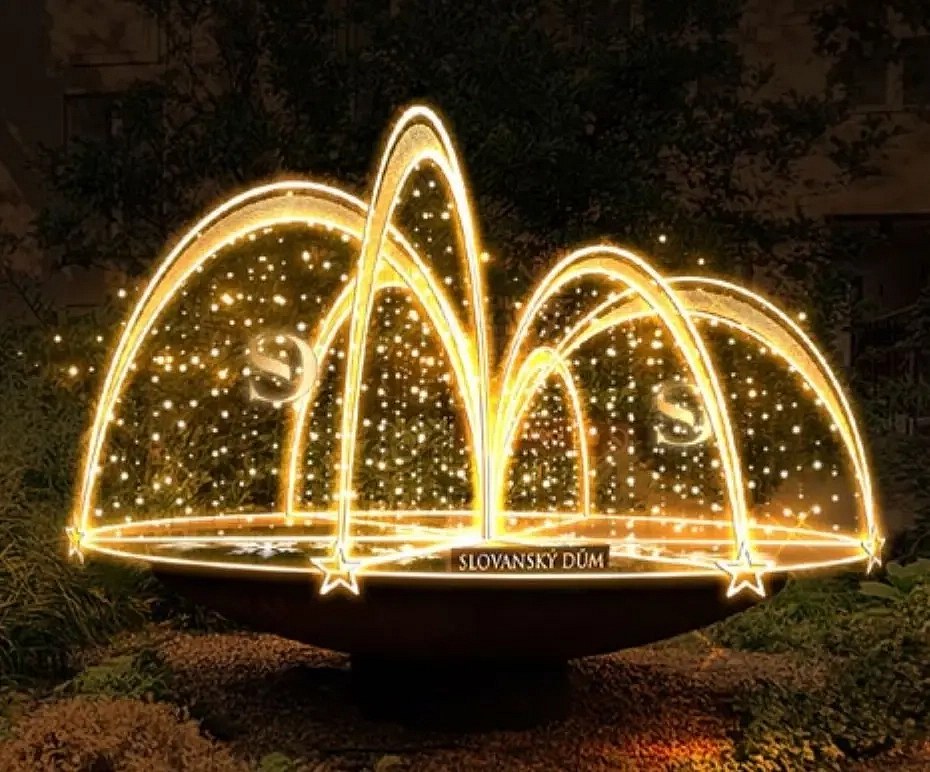 3D LED světelná fontána, 165 x 300 cm, teple bílá s Flash efektem, 230V, 241,9W, 50kg, 8 dílů