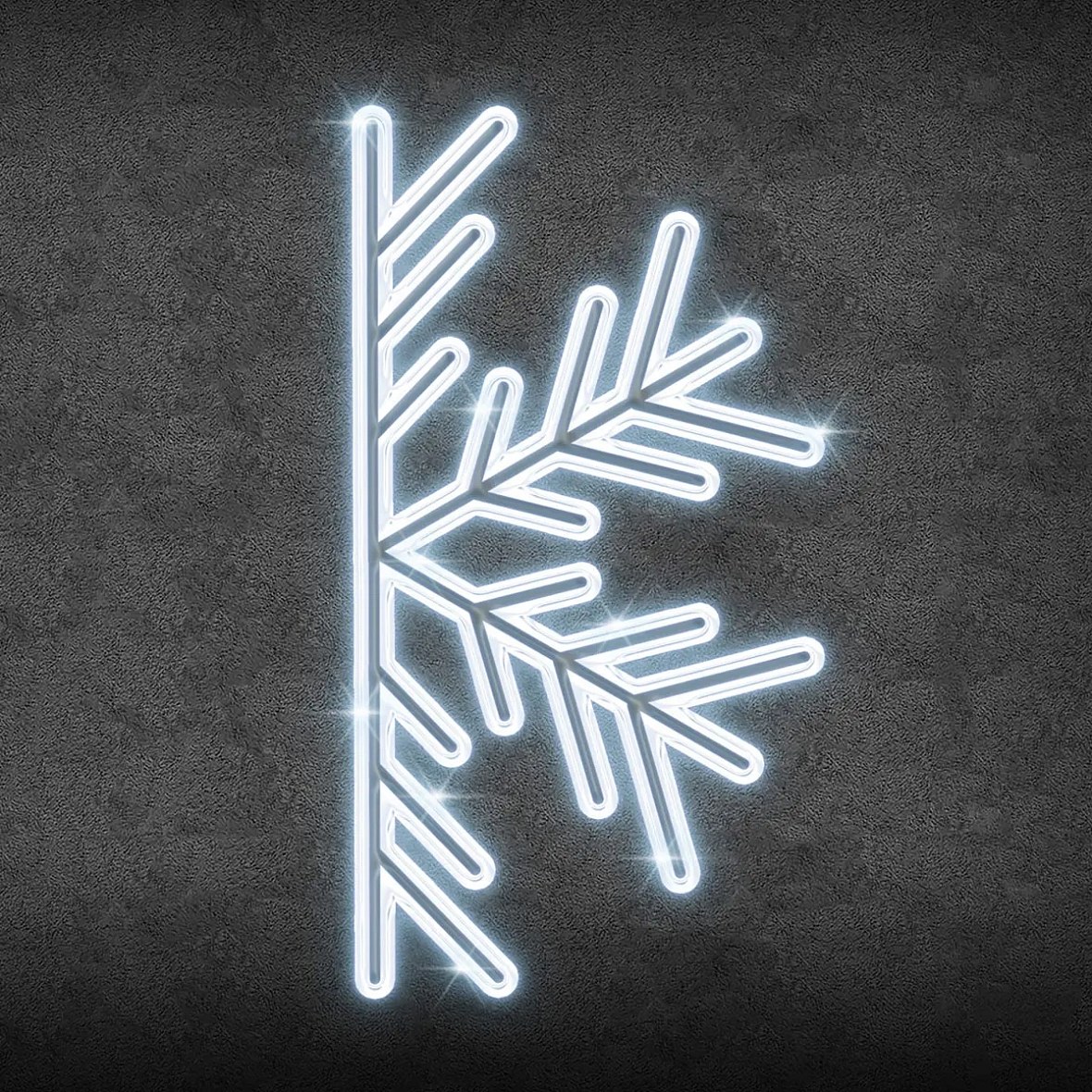 2D LED světelná půl vločka, závěsná, 200 × 100 cm, ledově bílá