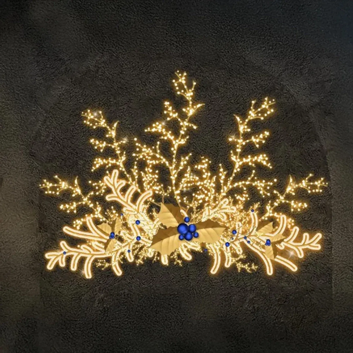 2D LED světelný převěs, 350 × 350 × 20 cm, teple bílá s Flash, 36 V, 38,8 W, 47,6 kg, ze 3 dílů