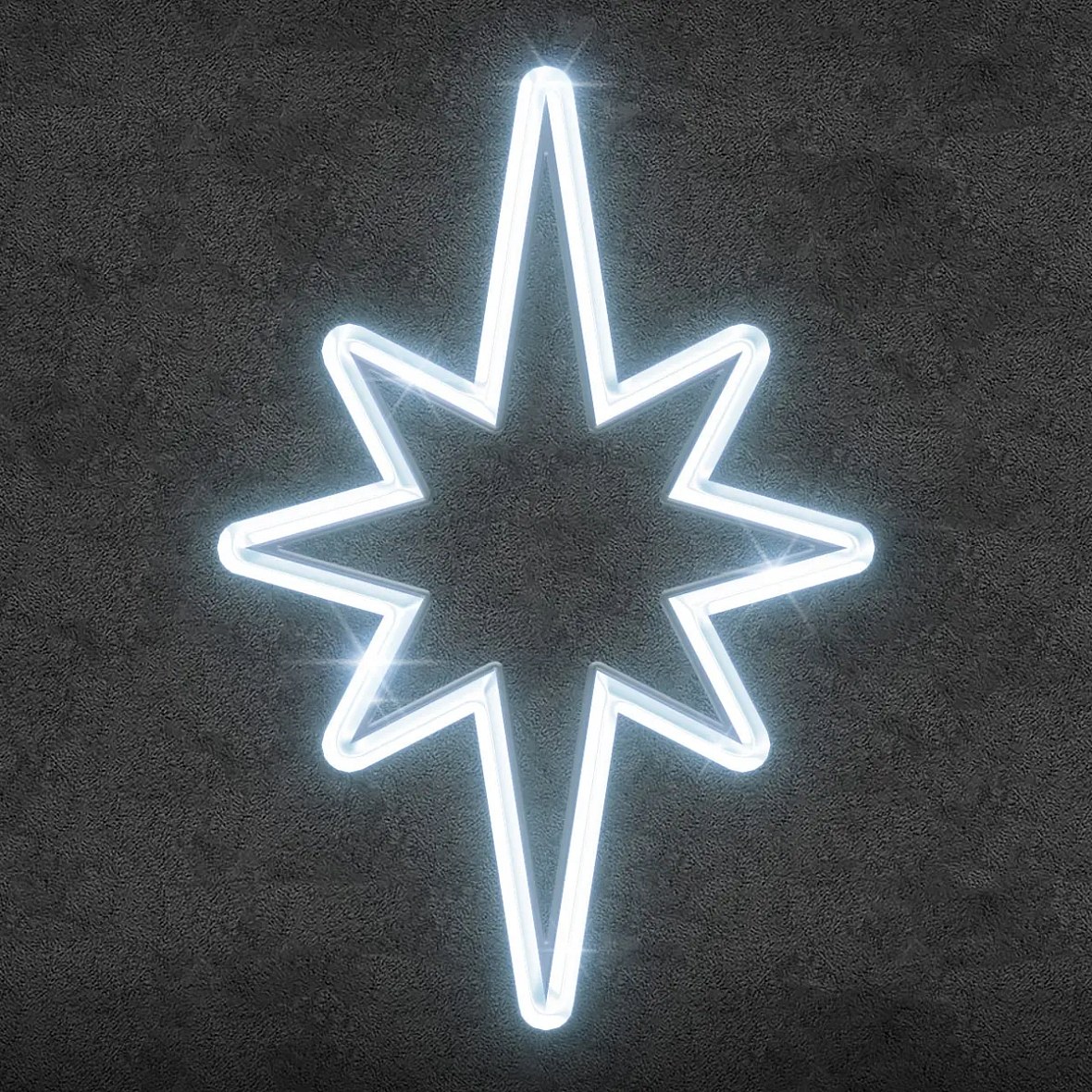 2D LED světelná hvězda na vrchol stromu, 60 × 90 cm, 3D tisk, ledově bílá