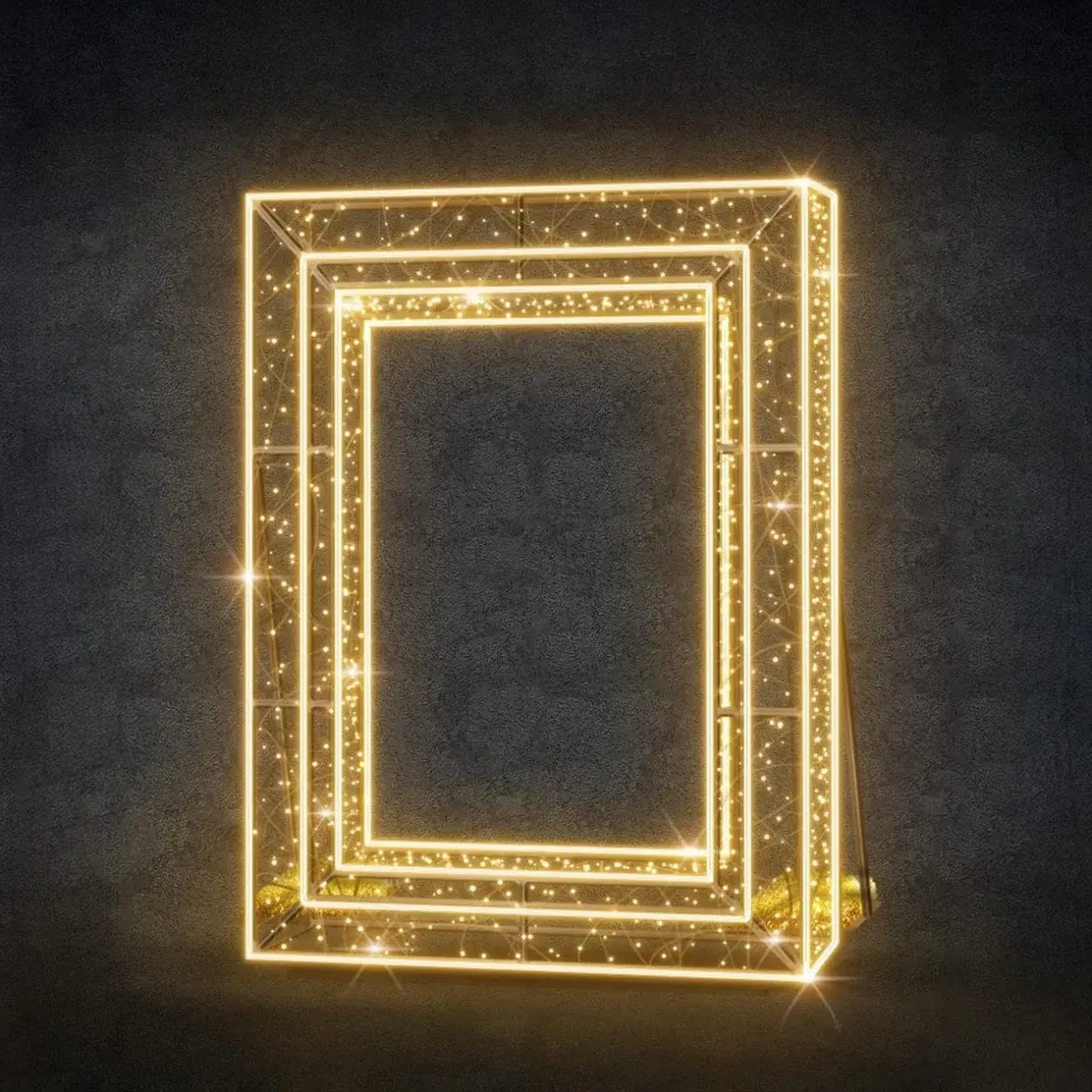3D LED světelný rám, 170 × 230 × 20 cm, teple bílá, 36 V, 89 W, 66 kg, ze 3 dílů