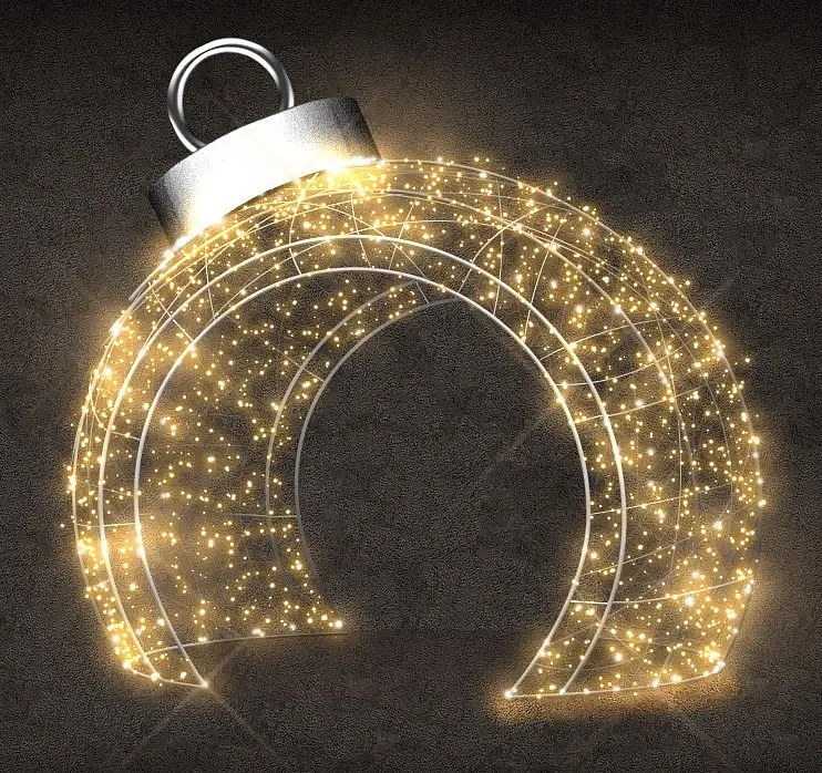 LED světelná koule, průchozí, 350 cm, teple bílá, 230 V, 186,4 W, 54 kg, z 5 dílů, v2