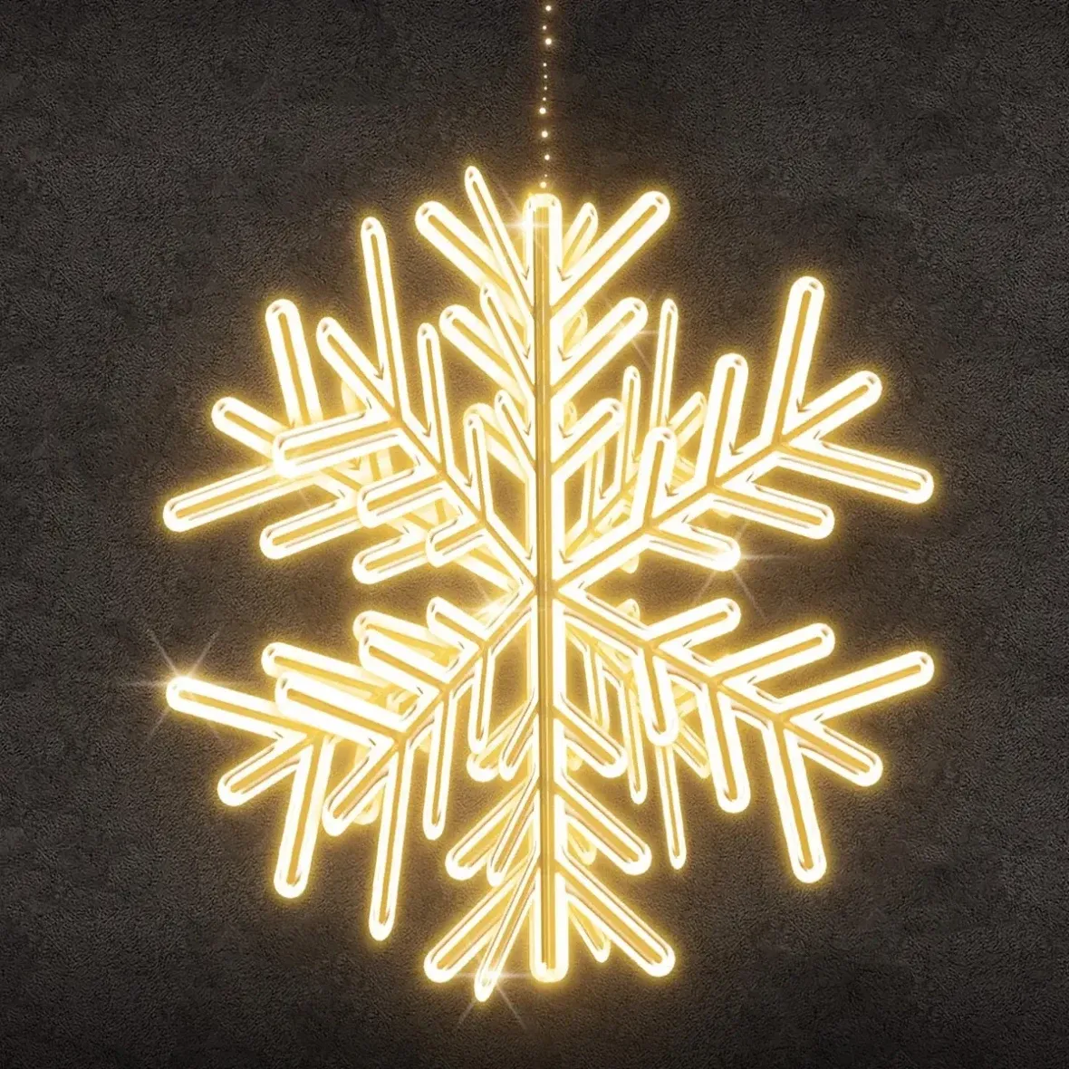 3D LED světelná vločka, závěsná, 100 cm, teple bílá