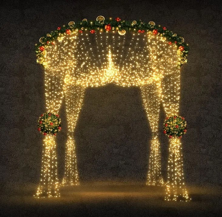 LED světelný baldachýn, 315 x 280 x 315 cm, teple bílá, 36V, 92,4W, 7 dílů