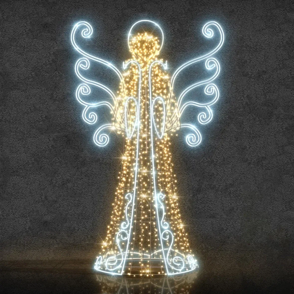 LED světelný anděl, 350 cm, teple bílá