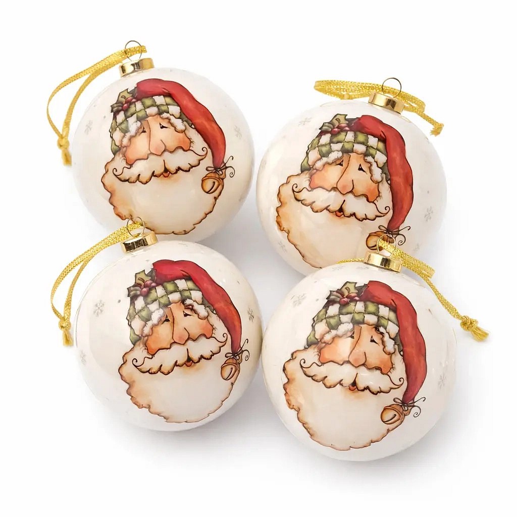 Sada vánočních ozdob koule 8 cm, Santa Claus, plast, balení 6 ks