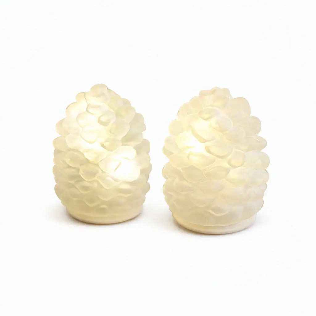 LED skleněná dekorace šišky, sada 2 kusy, matné