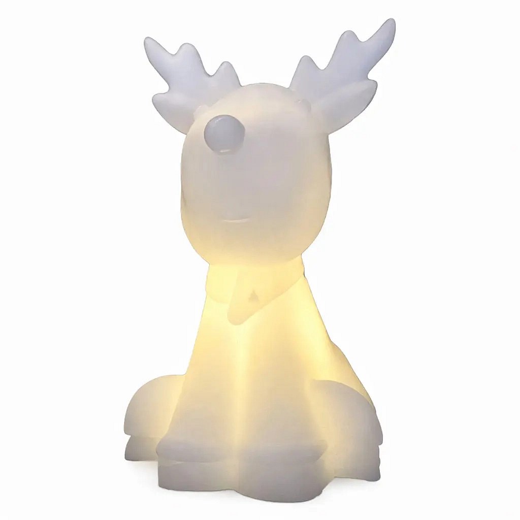 LED voskový sob Naja na baterie CR2450, výška 11,6 cm, bílý
