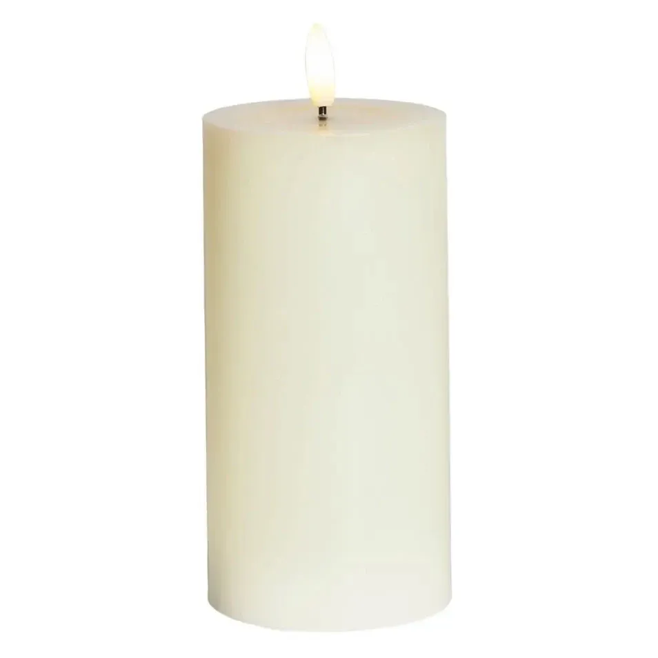 LED svíčka na baterie vosková Sille Ivory,  Ø 7,5 × 15 cm, bílá, 2× AA