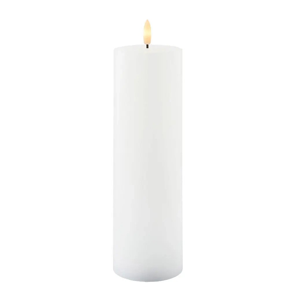 LED svíčka z pravého vosku Sille, 7,5 × 25 cm, bílá, dobíjecí