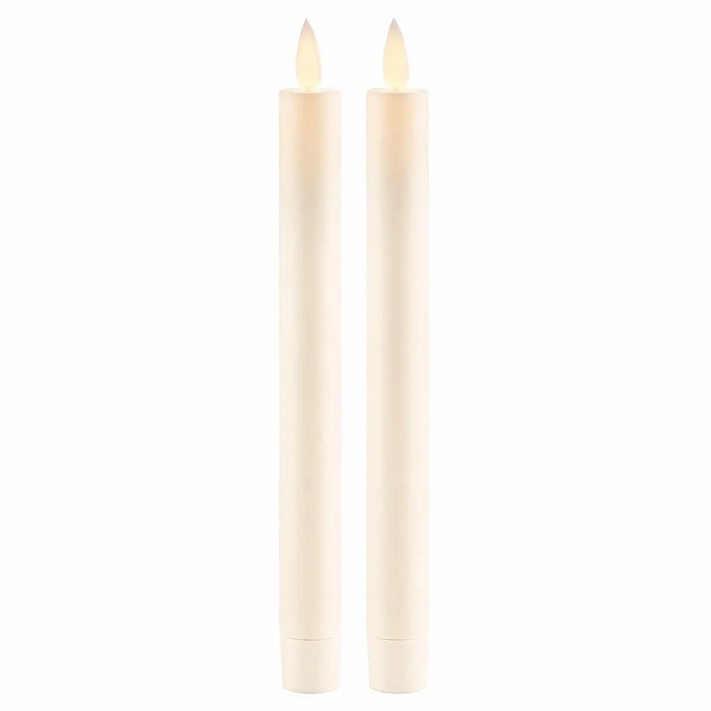 LED svíčka vysoká z pravého vosku Sara, mandlová, 2 × 25 cm, 2× AAA, balení 2 ks