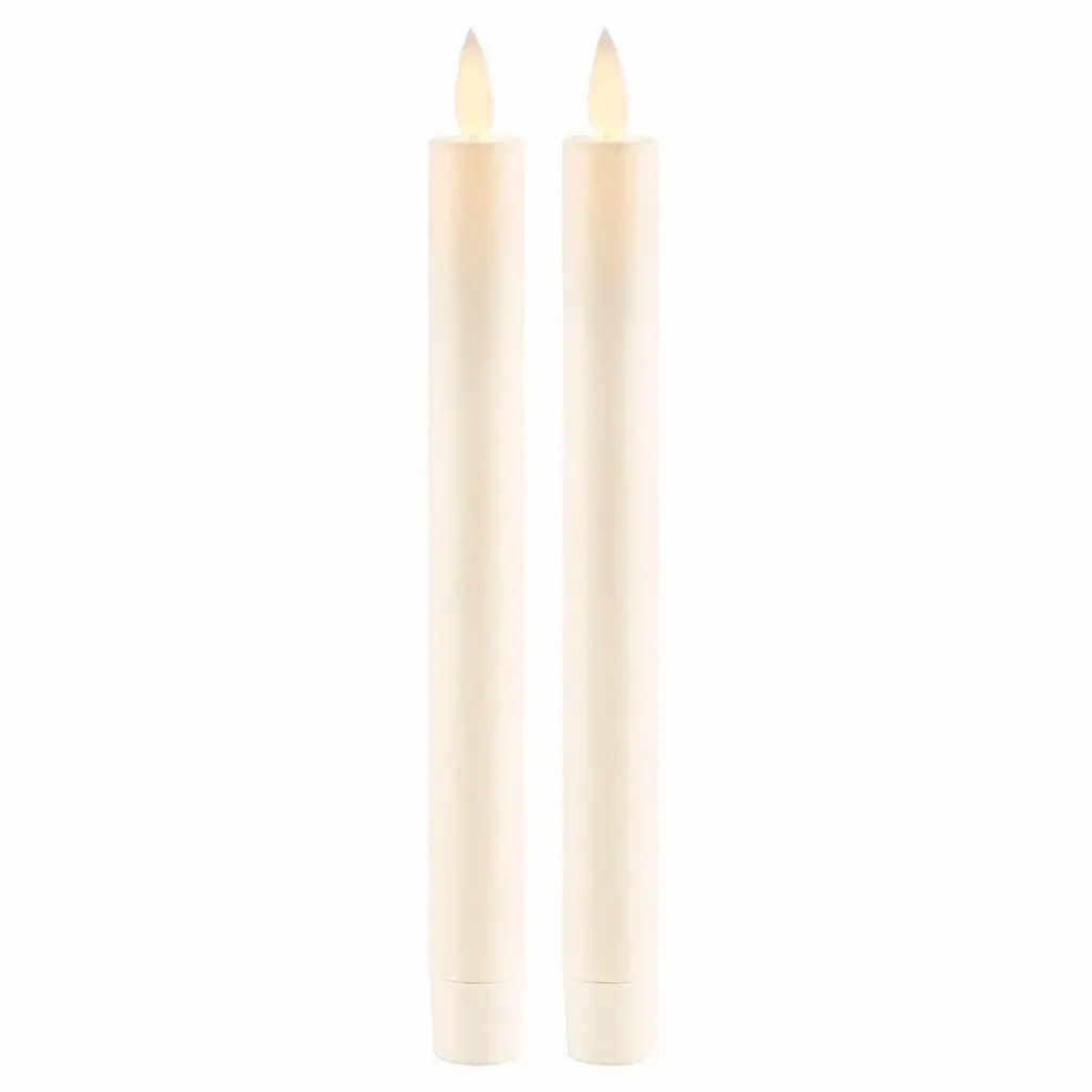 LED svíčka vysoká z pravého vosku Sara, mandlová, 2 × 25 cm, 2× AAA, balení 2 ks