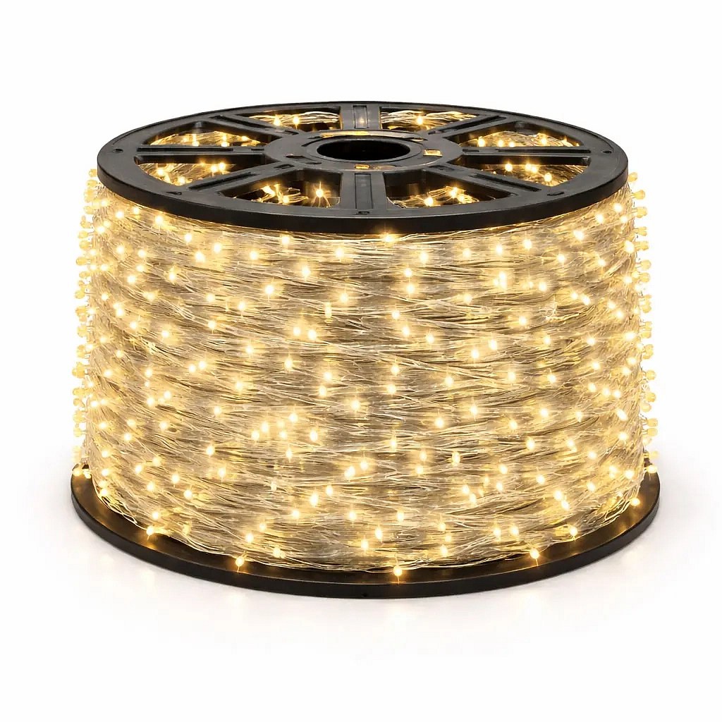 LED světelný řetěz 80 m, 800 LED, 36 V, teple bílá, tmavě zlatý kabel, Eco Fix