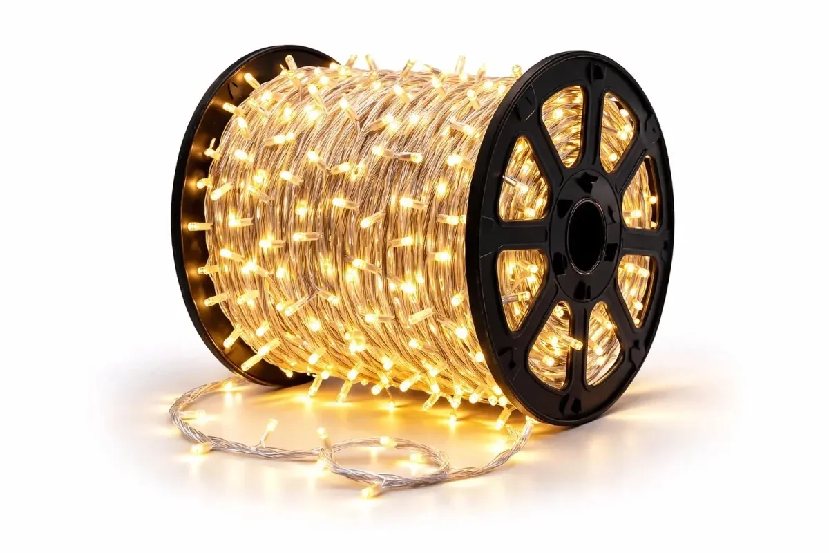Easy Fix LED světelný řetěz 100 m, teple bílá, 2000 diod, bílý kabel, IP67, cívka