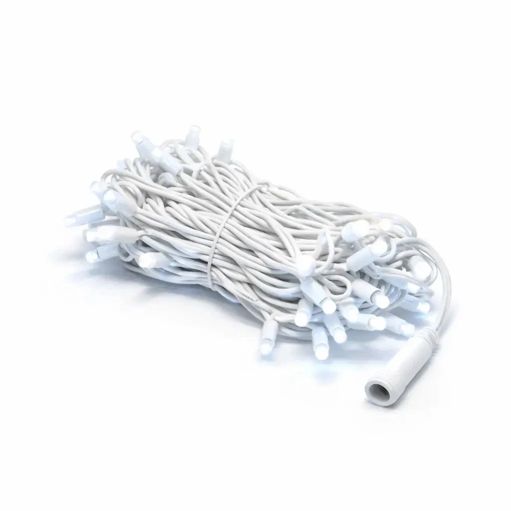 Easy Fix LED světelný řetěz, 5 m ledově bílá s FLASH, 60 diod, bílý kabel IP44, prodlužovací