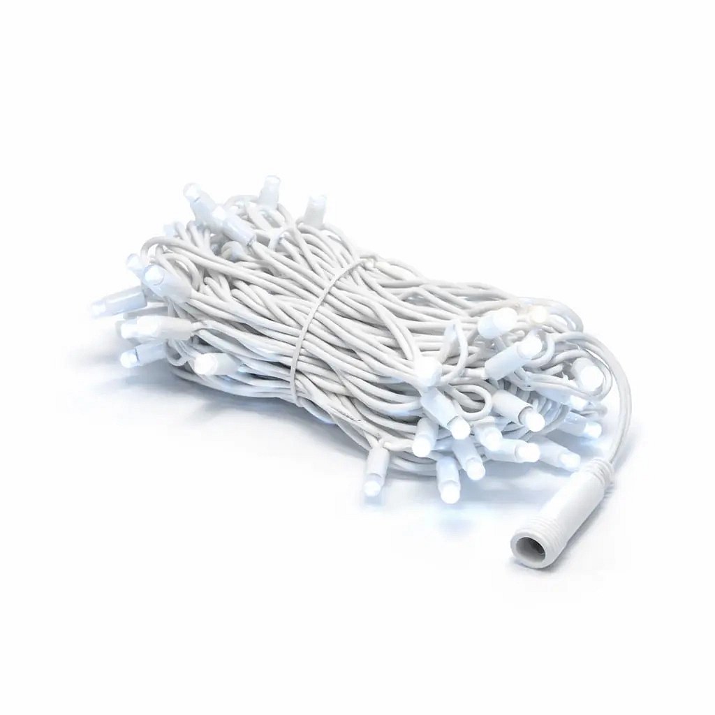 Easy Fix LED světelný řetěz 5 m venkovní ledově bílá s FLASH, 60 diod, bílý kabel IP67, prodlužovací