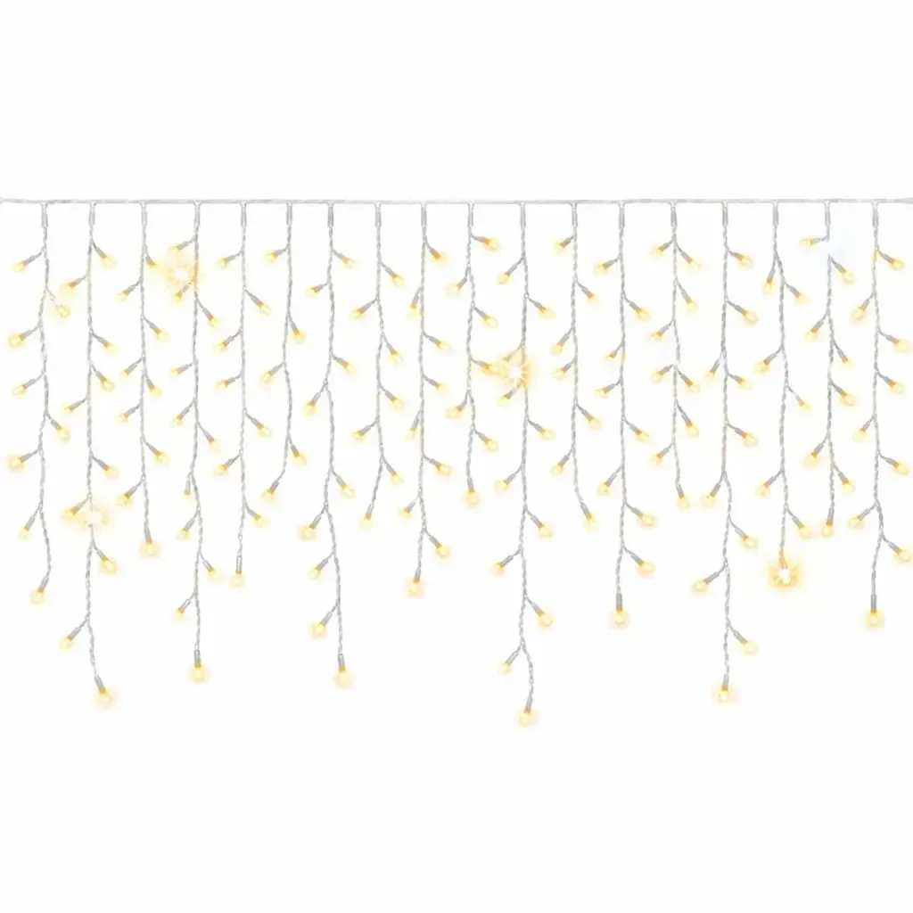 Easy Fix venkovní LED rampouchy světelné 300 × 90 cm, teple bílá, 174 diod, bílý kabel IP44, prodlužovací