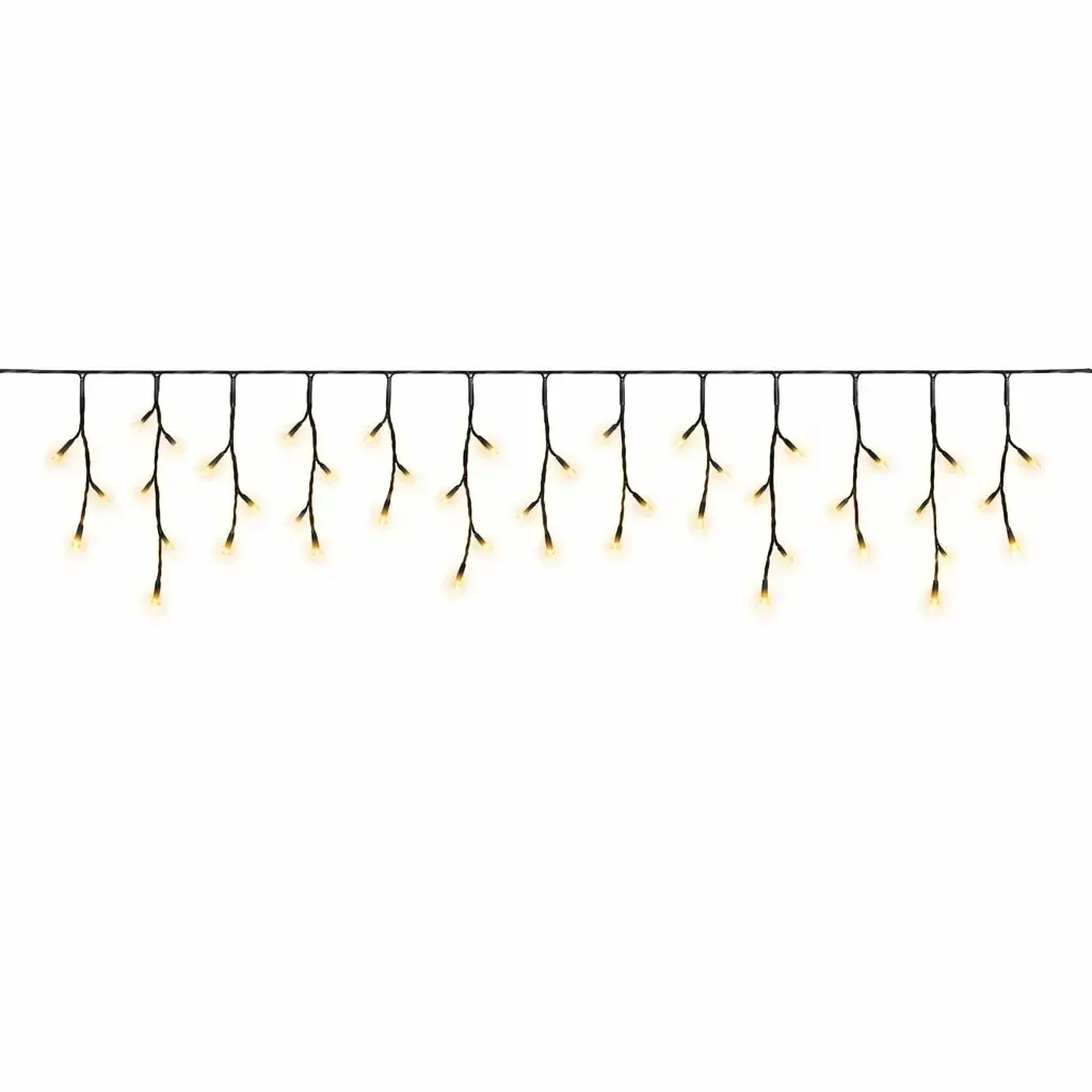 Eco Fix venkovní LED rampouchy světelné 200 × 50 cm, teple bílá, 60 diod, 36 V, černý kabel IP67, prodlužovací