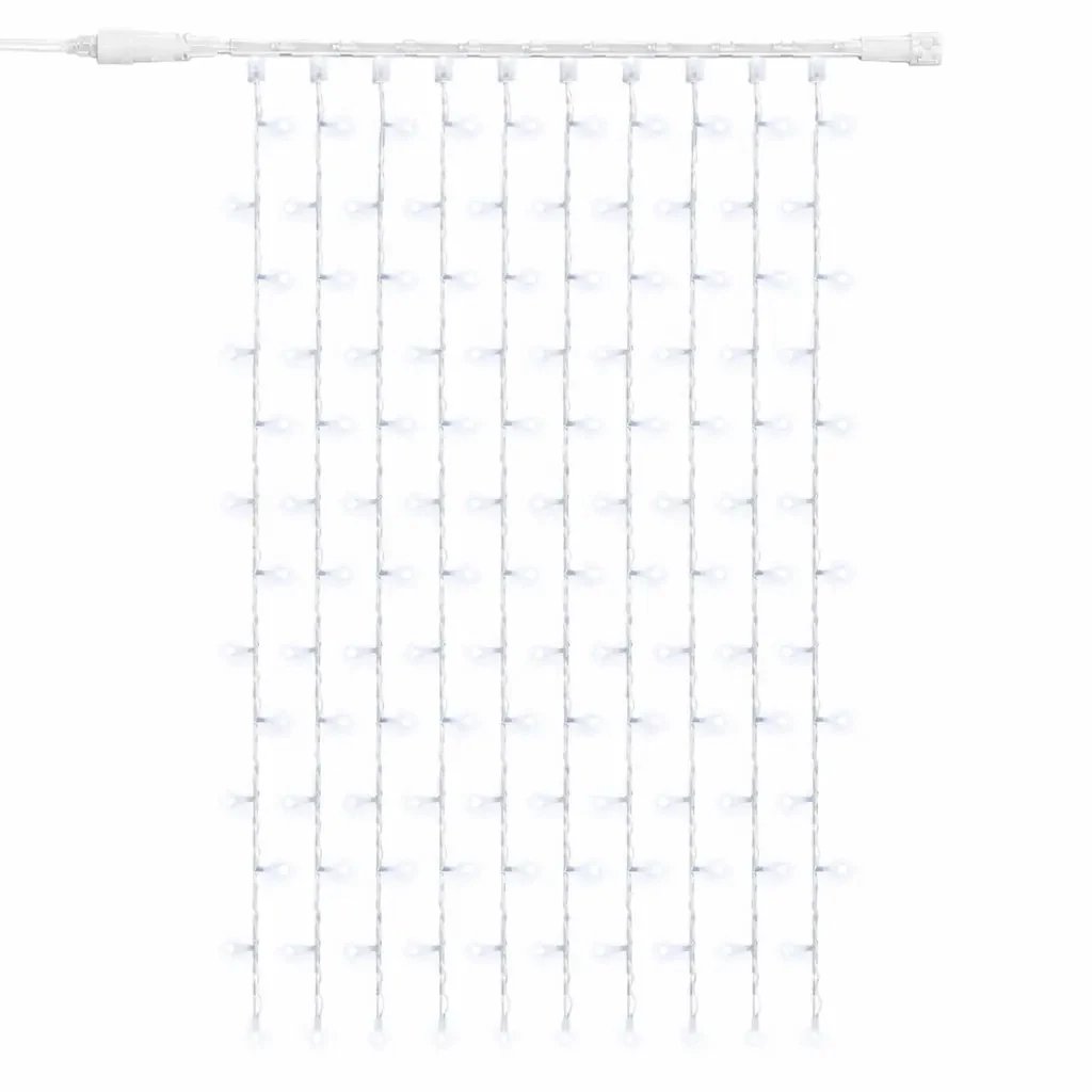 Easy Fix LED světelný závěs venkovní 100 × 150 cm, ledově bílá, 150 diod, bílý kabel IP67, prodlužovací