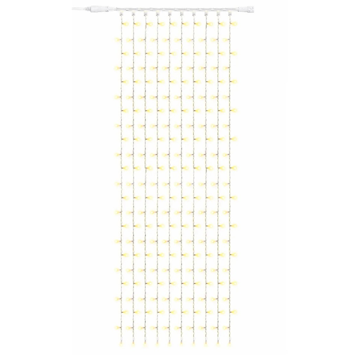 Easy Fix LED světelný závěs venkovní 100 × 300 cm, teple bílá, 300 diod, bílý kabel IP67, prodlužovací