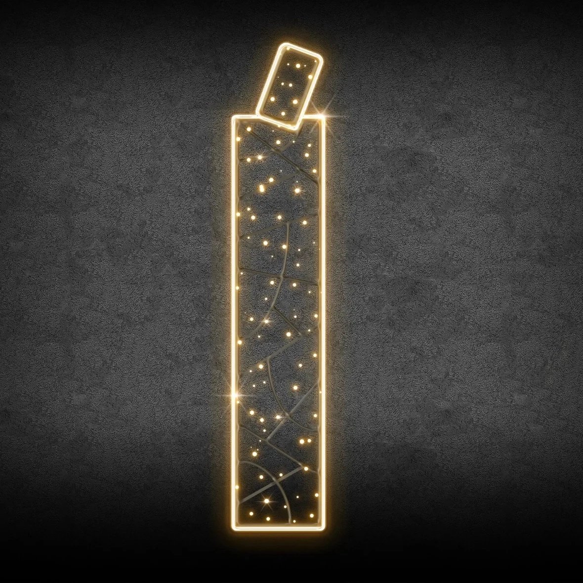 2D LED světelné písmeno Í, výška 150 cm, teple bílá