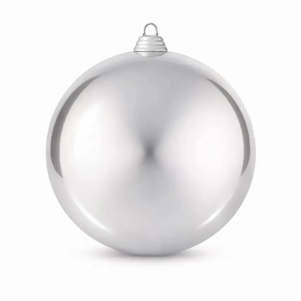 Velká vánoční koule 30 cm, stříbrná, lesklá, plastová koule