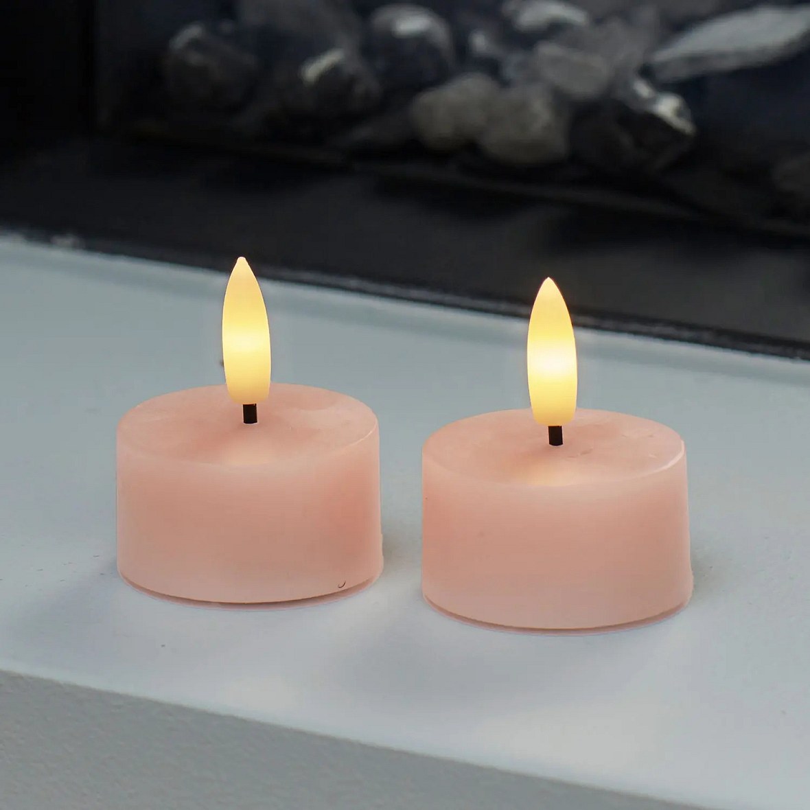 Sada LED voskových čajových svíček Sille Tealight, Ø4,5 × 2,2 cm, tmavá broskev, 2 kusy