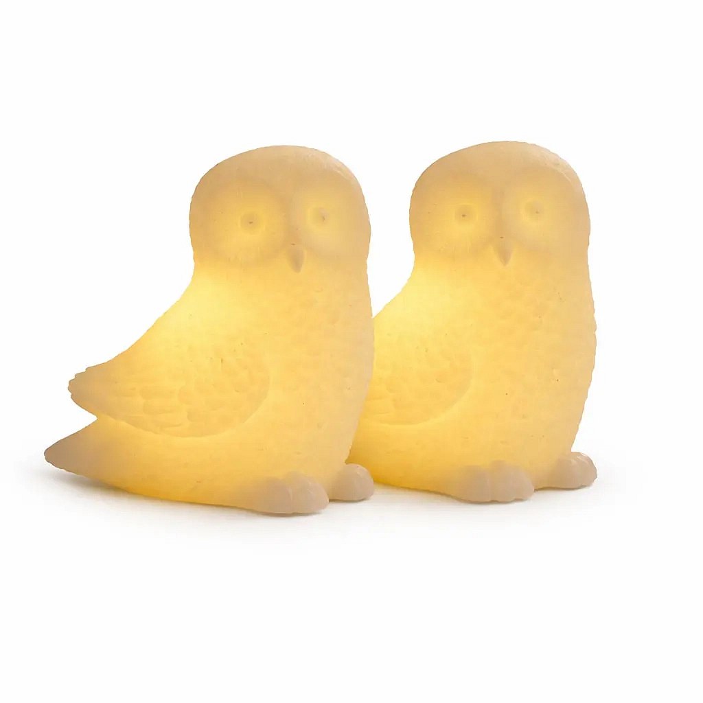 LED svíčky z pravého vosku na baterky sova, bílá, 10 cm, sada 2 ks, CR2032