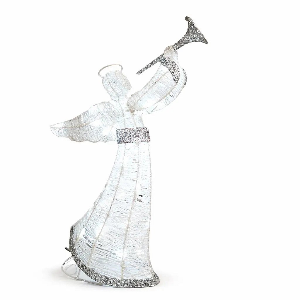 3D LED svítící anděl venkovní s trubkou 50 cm, ledově bílá s Flash, IP44, 24 V