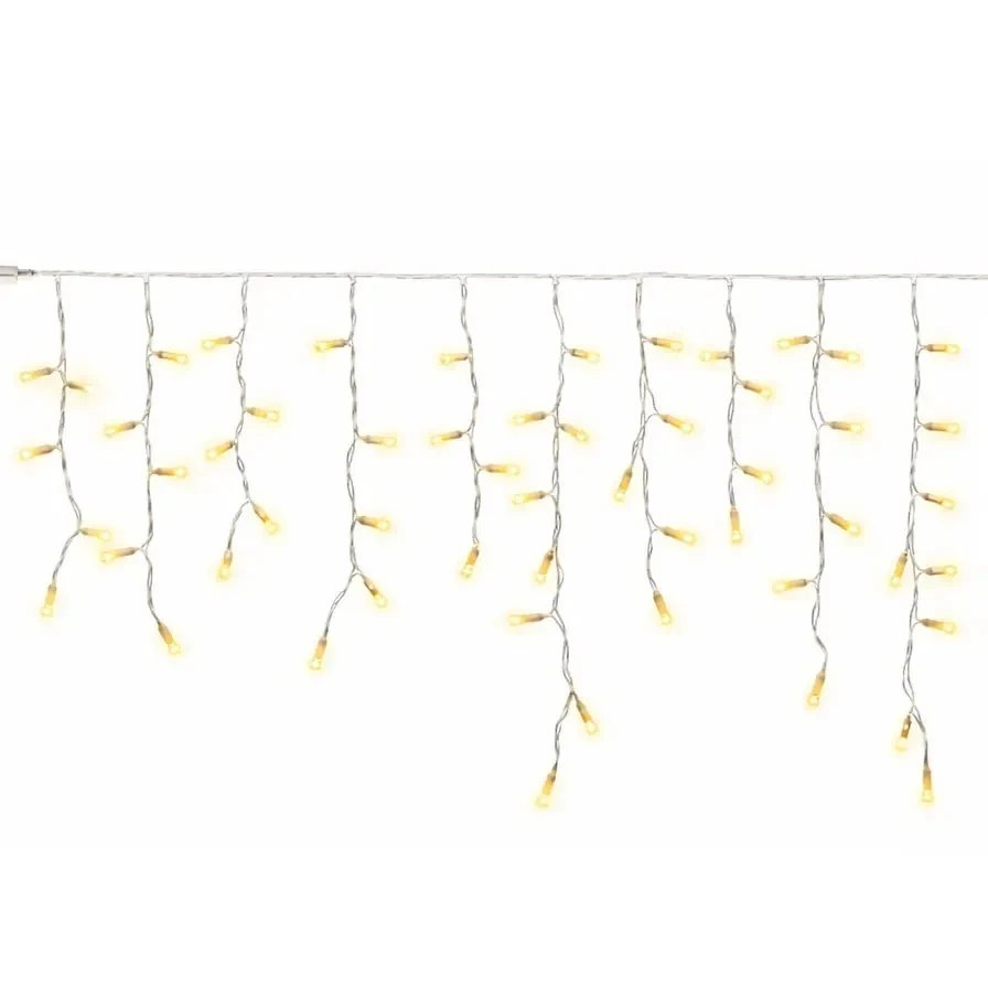 Easy Fix venkovní LED rampouchy světelné krápníky 300 × 50 cm, teple bílá, 114 diod, bílý kabel IP67, prodlužovací
