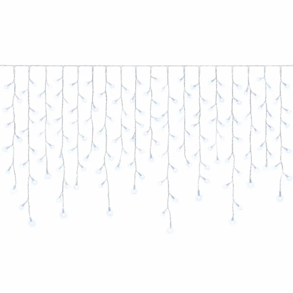 Easy Fix venkovní LED rampouchy světelné 300 × 90 cm, ledově bílá, 174 diod, bílý kabel IP67, prodlužovací