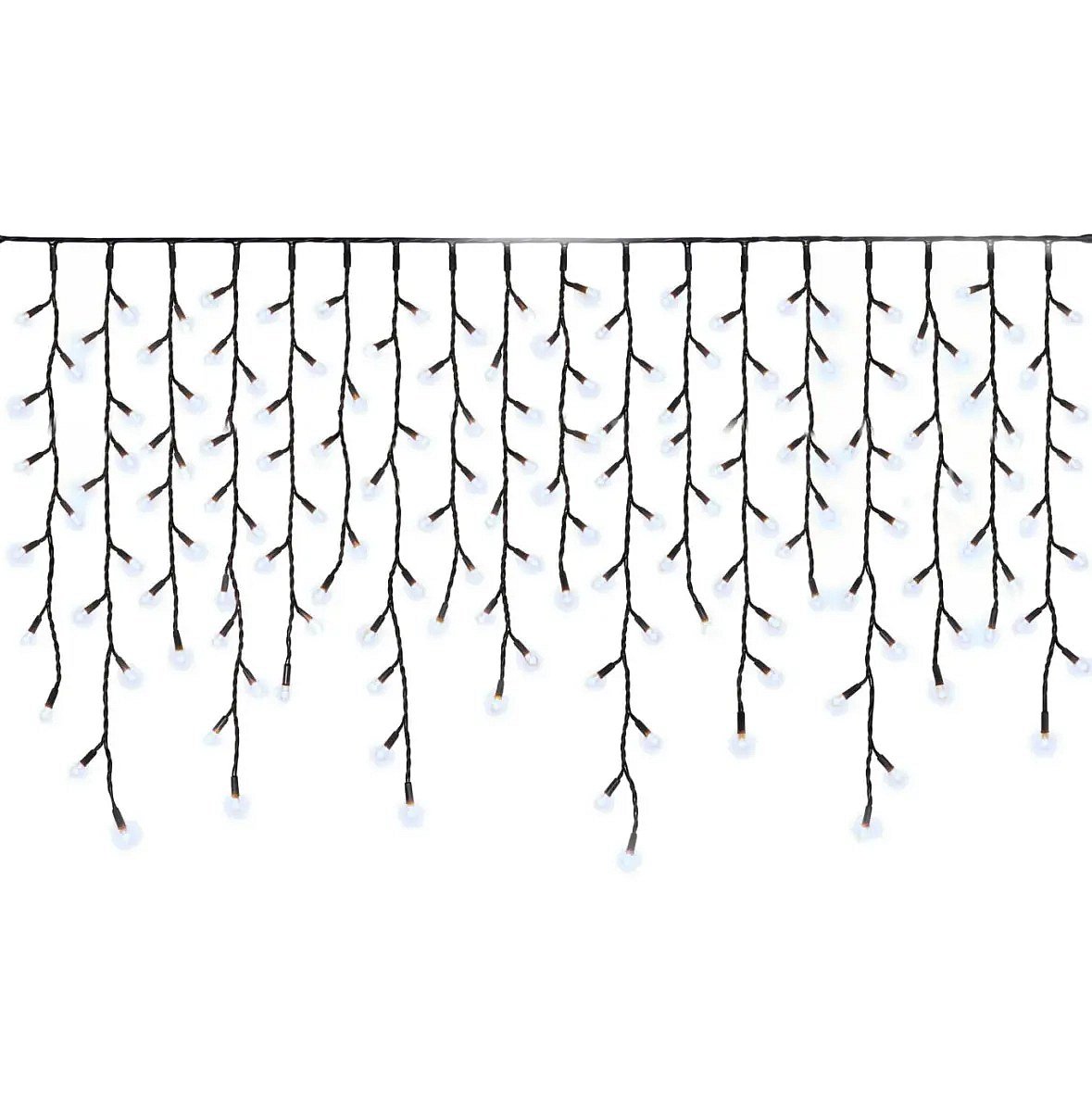 Easy Fix venkovní LED rampouchy světelné 300 × 90 cm, ledově bílá, 174 diod, IP67, černý kabel