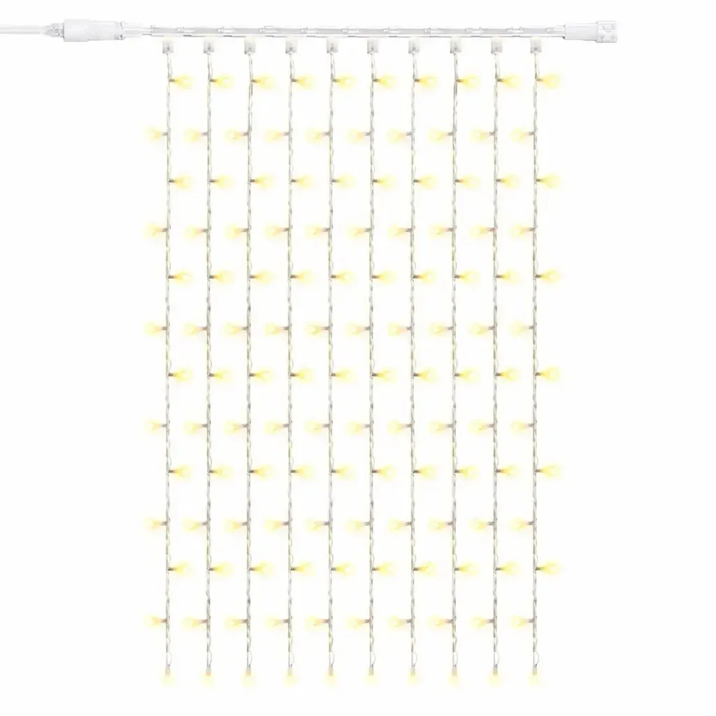 Easy Fix LED světelný závěs venkovní 100 × 150 cm, teple bílá s FLASH, 150 diod, bílý kabel IP67, prodlužovací