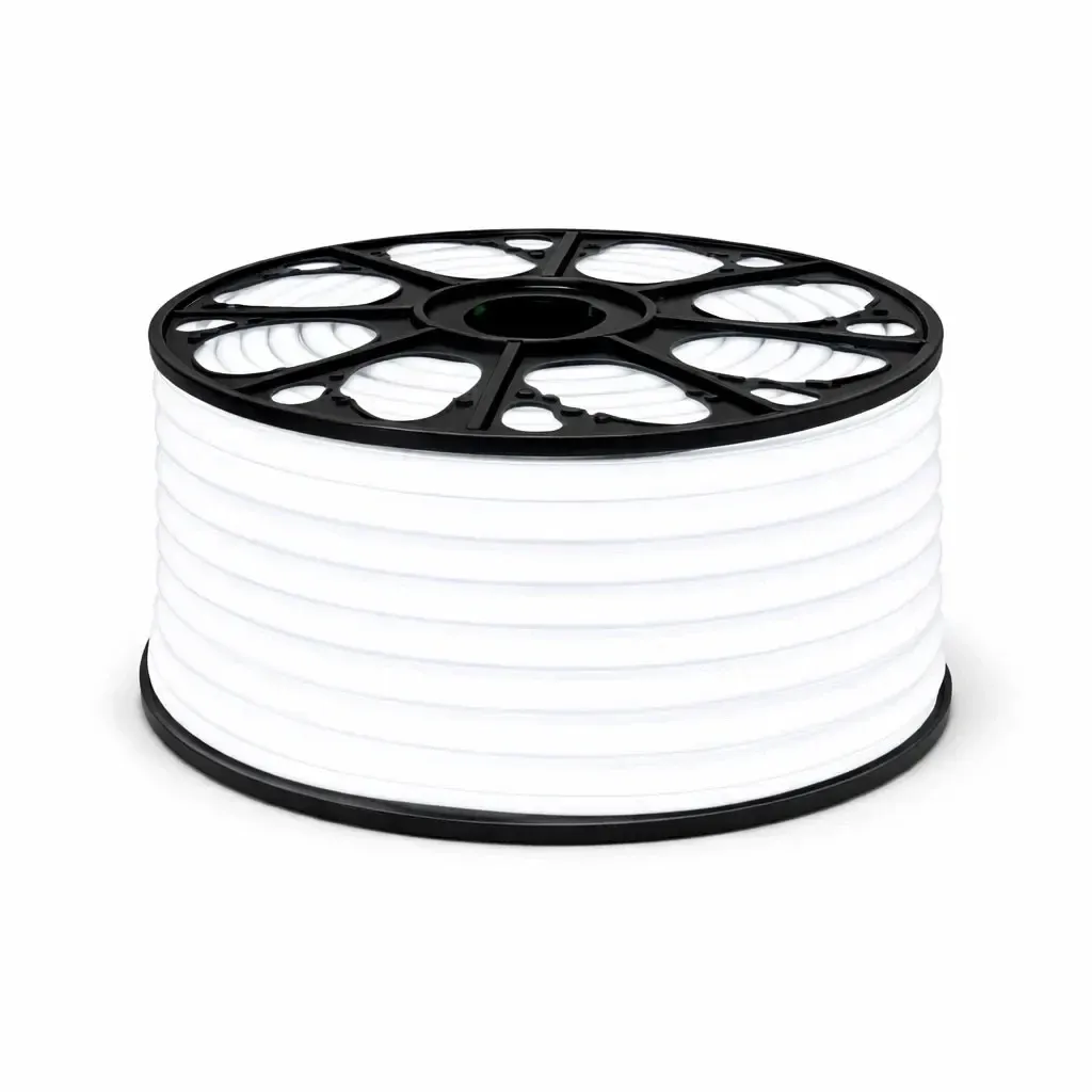 Easy Fix LED Neon hadice venkovní 50 m D-TYP jednostranný ledově bílá, 3000 diod, bílý kabel IP67, cívka