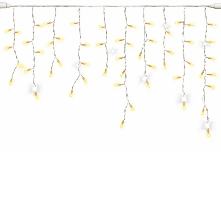 Easy Fix LED rampouchy světelné krápníky 300 × 50 cm, teple bílá s Flash, 144 diod, čirý kabel IP20 interiér, prodlužovací