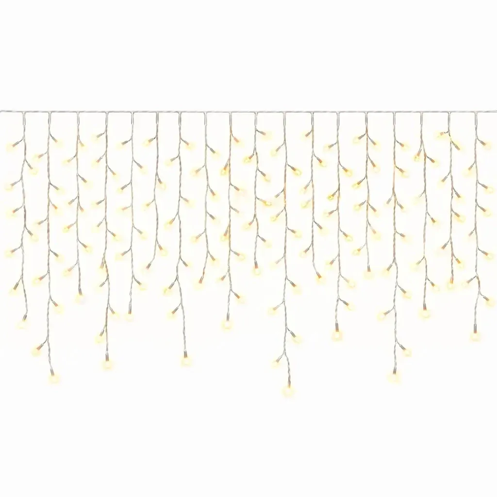 Easy Fix venkovní LED rampouchy světelné 300 × 90 cm, teple bílá, 174 diod, bílý kabel IP67, prodlužovací